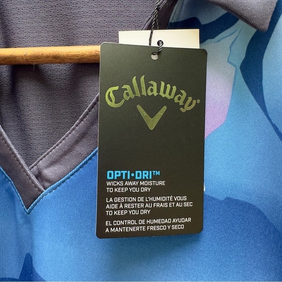 Callaway | NWT Size Large Blue Sea Star Abstract Gradient Print Block Golf Polo - Picture 6 of 14